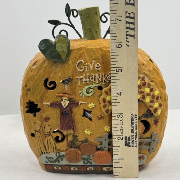 Crazy Mountain Ceramic Pumpkin-Shaped "Give Thanks" Table Lamp Cutouts Fall 7.5" - Picture 11 of 13